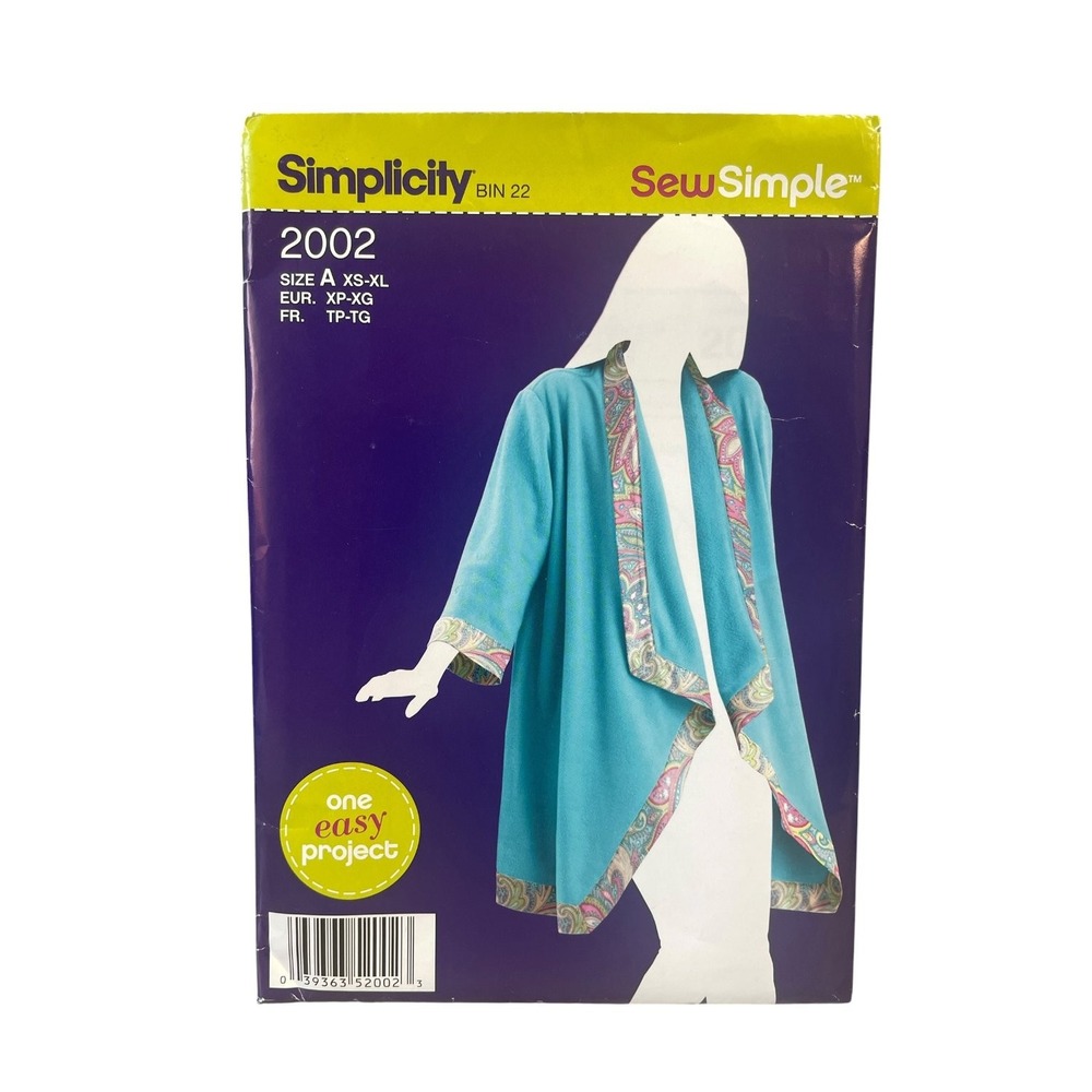 Simplicity 2002 Misses Fleece Jacket XS-XL (6-24) Easy Sew Simple